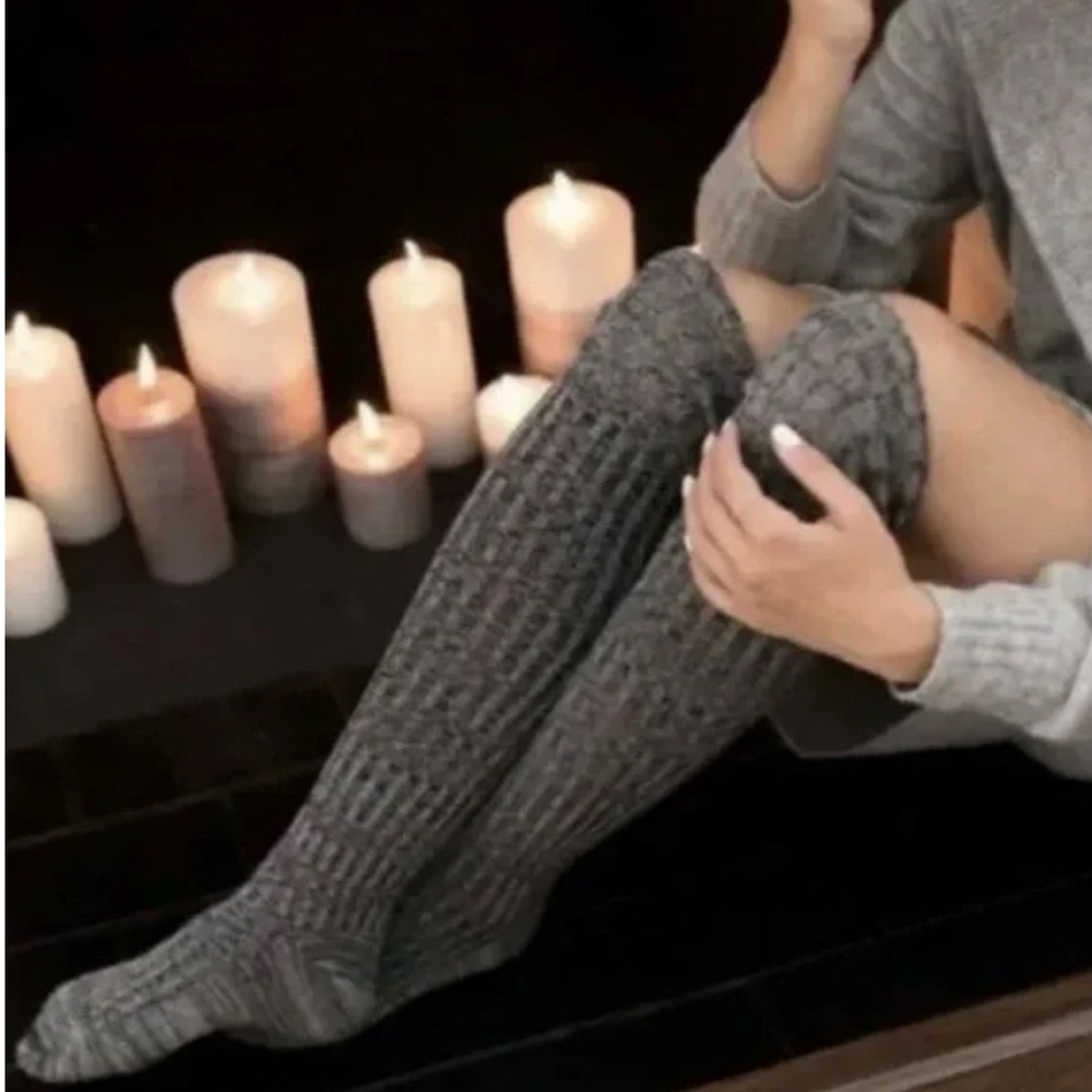 Richer Poorer Black and Gray Over the Knee Boots